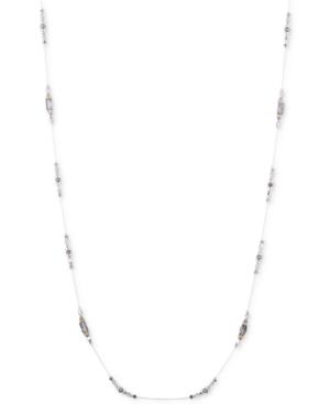 Nine West Tri-tone Beaded Long Statement Necklace