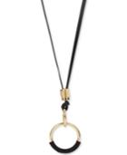 M. Haskell For Inc Gold-tone Black Cord Circle Pendant Necklace, Only At Macy's