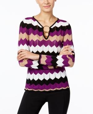 Inc International Concepts Petite Zizag Sweater, Only At Macy's