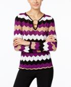 Inc International Concepts Petite Zizag Sweater, Only At Macy's
