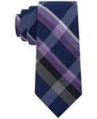 Calvin Klein Men's Indigo Pop Plaid-print Skinny Tie