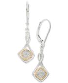 Diamond Leverback Earrings (1/10 Ct. T.w.) In Sterling Silver And 14k Gold
