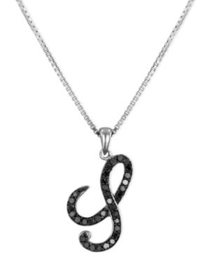 "sterling Silver Necklace, Black Diamond ""s"" Initial Pendant (1/4 Ct. T.w.)"