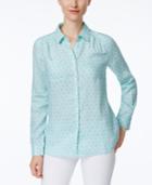 Charter Club Linen Printed Blouse, Created For Macy's