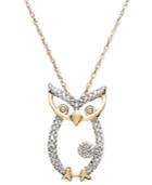 14k Gold Pendant, Diamond Accent Owl