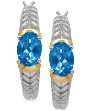 Blue Topaz (1-7/8 Ct. T.w.) Oval Hoop Earrings In 14k Gold And Sterling Silver