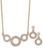 Charter Club Rose Gold-tone Pave Circle Drop Earrings And Pendant Necklace