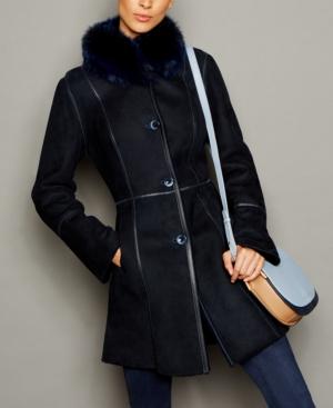 The Fur Vault Fox-trim Shearling Coat