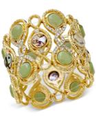 Inc International Concepts Gold-tone Green Stone And Imitation Abalone Filigree Stretch Bracelet, Only At Macy's