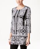 Style & Co. Three-quarter-sleeve Printed Tunic, Only At Macy's