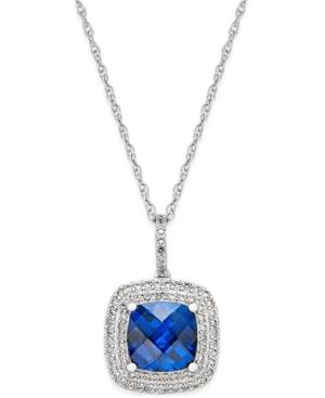 Lab-created Blue Sapphire (2-1/2 Ct. T.w.) And White Sapphire (1/3 Ct. T.w.) Pendant Necklace In Sterling Silver