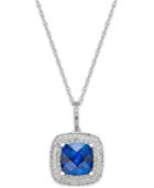 Lab-created Blue Sapphire (2-1/2 Ct. T.w.) And White Sapphire (1/3 Ct. T.w.) Pendant Necklace In Sterling Silver