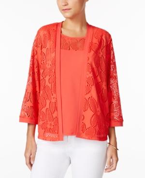 Alfred Dunner Petite Layered-look Mesh Top