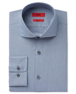Hugo Men's Fitted Navy Micro-check Dress Shirt