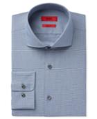 Hugo Men's Fitted Navy Micro-check Dress Shirt