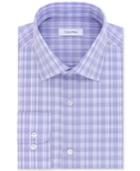 Calvin Klein Men's Steel Classic/regular Fit Non-iron Performance Purple Check Dress Shirt