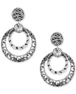 Filigree Gypsy Hoop Earrings In Sterling Silver