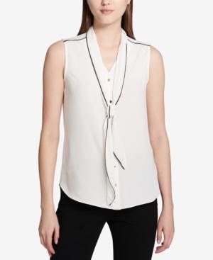 Calvin Klein Contrast-trim Tie-front Shell