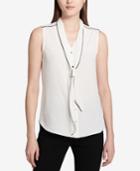 Calvin Klein Contrast-trim Tie-front Shell