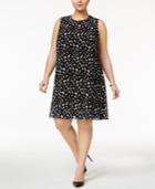 Calvin Klein Plus Size Dot-print Chiffon Dress