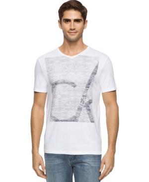 Calvin Klein Jeans Men's Marl-print Logo V-neck T-shirt