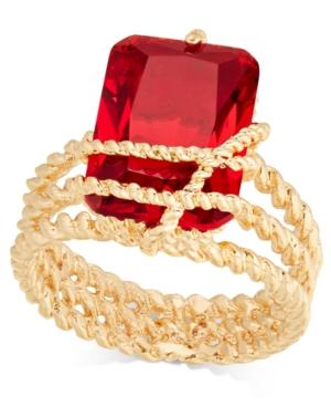 Charter Club Gold-tone Red Stone Multi-row Wrap Ring, Created For Macy's
