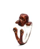 Dogue De Bordeaux Hug Ring In Sterling Silver And Enamel