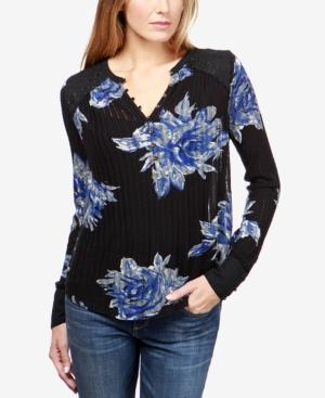 Lucky Brand Embroidered Henley Top