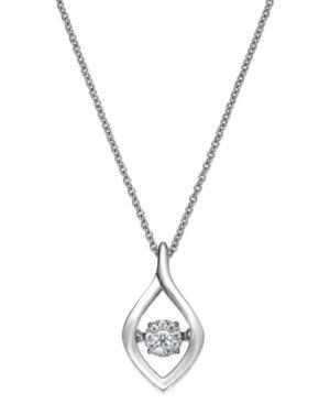 Twinkling Diamond Star Diamond Accent Open Teardrop Pendant Necklace In Sterling Silver