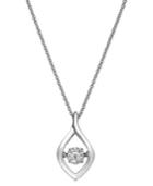 Twinkling Diamond Star Diamond Accent Open Teardrop Pendant Necklace In Sterling Silver