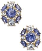 Charter Club Gold-tone Blue & Clear Crystal Stud Earrings, Created For Macy's