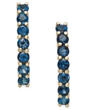 London Blue Topaz Linear Drop Earrings (1-1/2 Ct. T.w.) In 14k Gold