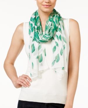 Calvin Klein Falling Leaves Print Crinkle Chiffon Scarf