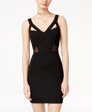 Emerald Sundae Juniors' Illusion-inset Bodycon Dress