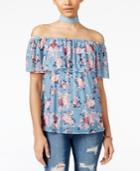 Ultra Flirt Juniors' Floral-print Off-the-shoulder Top