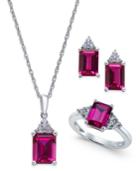 Lab-created Ruby (5 Ct. T.w.) And White Sapphire (3/8 Ct. T.w.) Jewelry Set In Sterling Silver