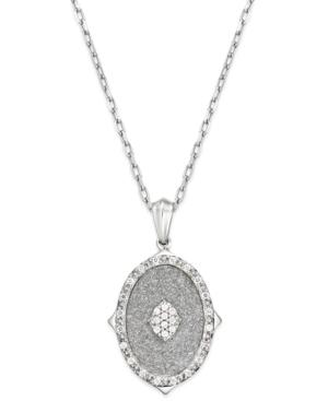 Diamond Glitter Oval Pendant Necklace (1/6 Ct. T.w.) In Sterling Silver