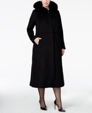 Forecaster Plus Size Fox-fur-trim Hooded Maxi Coat