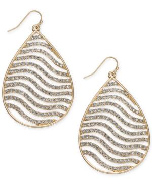 Thalia Sodi Gold-tone Crystal Tiger Stripe Teardrop Drop Earrings, Created For Macy's