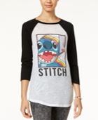 Mighty Fine Juniors' Disney Stitch Graphic Raglan T-shirt