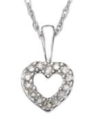 Children's 14k White Gold Pendant, Diamond Accent Heart