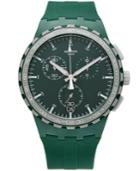 Swatch Unisex Swiss Chronograph Racing Roar Green Embossed Silicone Strap Watch 42mm Susg403