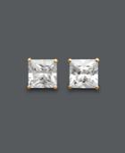 Arabella 14k Gold Earrings, Swarovski Zirconia Princess Cut Stud Earrings (3-3/4 Ct. T.w.)