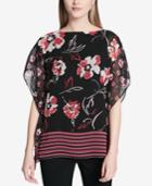 Calvin Klein Mixed-print Semi-sheer Top