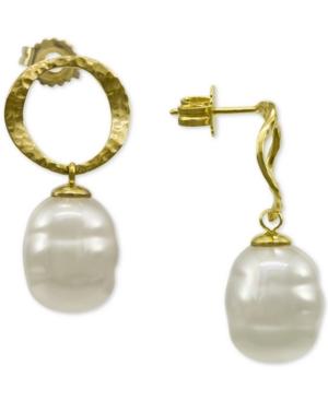 Majorica Gold-tone Imitation Baroque Pearl Drop Earrings
