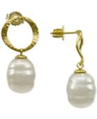 Majorica Gold-tone Imitation Baroque Pearl Drop Earrings