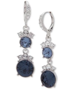 Givenchy Silver-tone Crystal & Blue Stone Double Drop Earrings