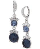 Givenchy Silver-tone Crystal & Blue Stone Double Drop Earrings