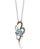 Le Vian Aquamarine (1 Ct. T.w.) And Diamond (1/3 Ct. T.w.) Pendant Necklace In 14k White Gold