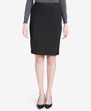 Calvin Klein Patchwork Pinstripe Pencil Skirt